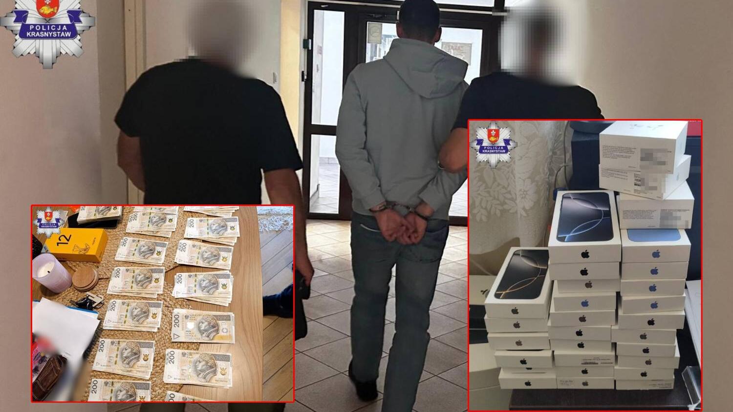 108 zarzutów dla 23-latka. Wyłudził telefony na 430 tys. zł. Wykorzystał dane z biura matki [FILM]